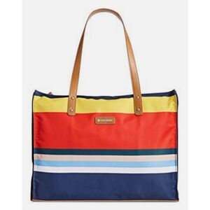 Giani Bernini Nylon Foldable Packable Striped Print Travel Tote Shoulder Bag